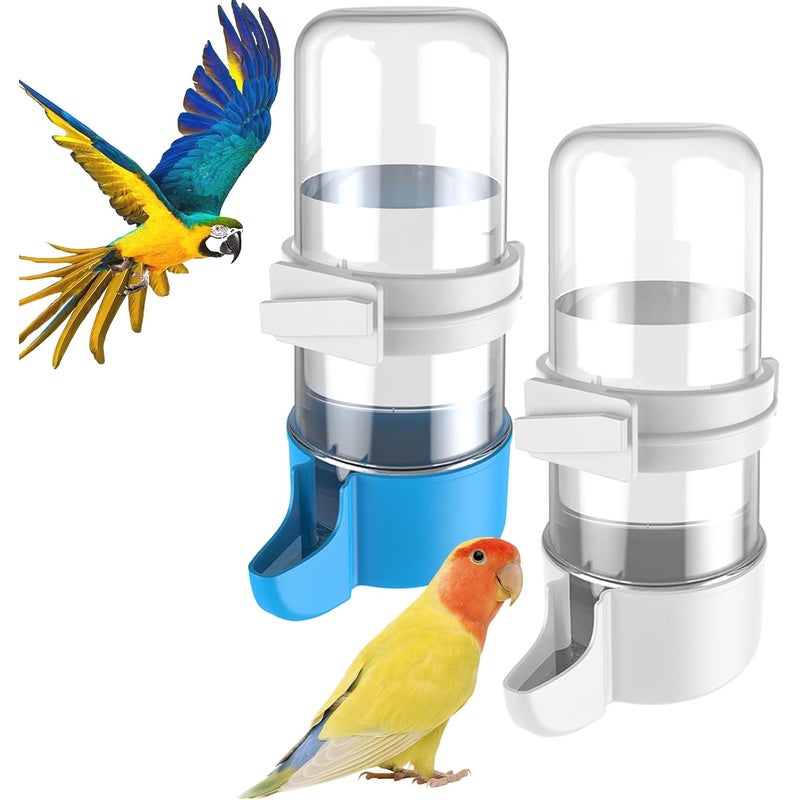 Dystrybutor wody dla ptaków, akcesoria do klatek dla papug i chomików, dystrybutor wody do klatek, biały i niebieski dla papug