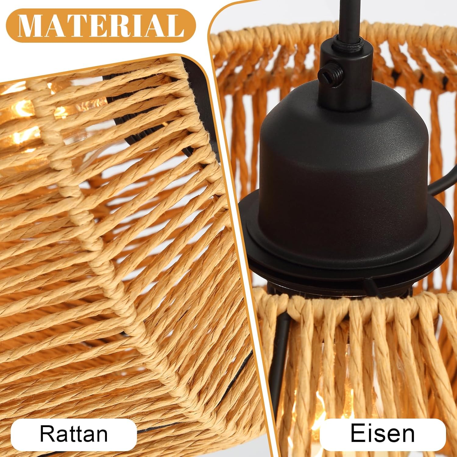 ZMH Suspension 3 Flamme Vintage E27 Décoration De Salle à Manger (ampoule Non Incluse) - 3