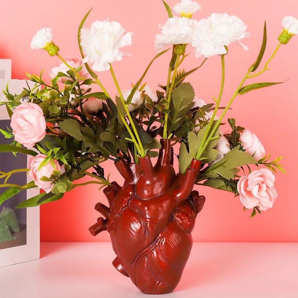 Vase En Forme De Coeur Anatomique,Vase Blanc,Résin Pots,Ornement De