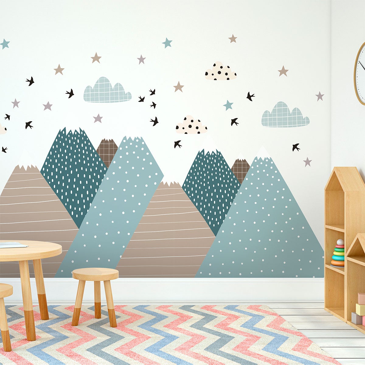Vinilo niño escandinavo de montaña vika - adhesivo de pared - revestimiento sticker mural decorativo - 120x180cm - 6