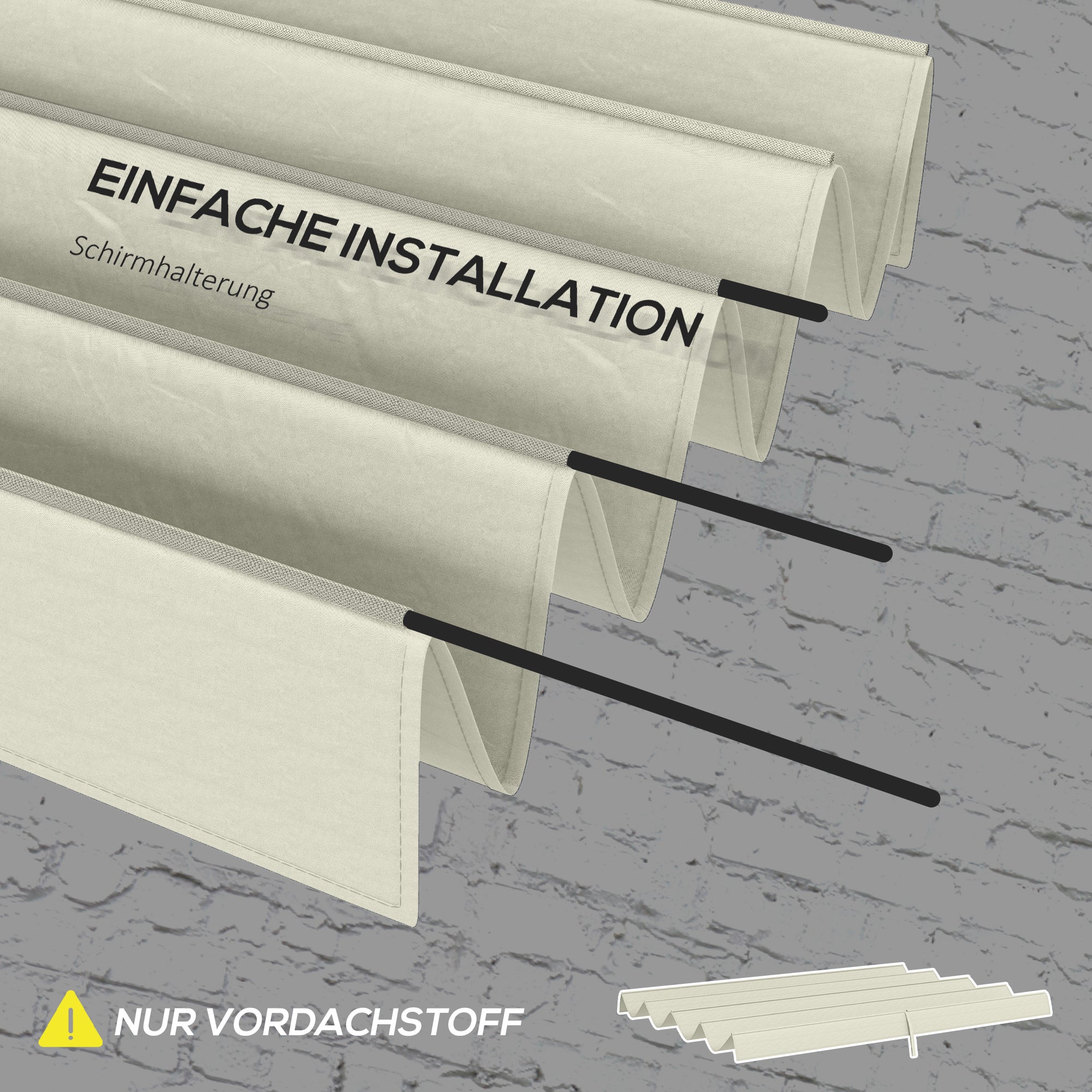 Toiture de remplacement pour pavillon de jardin de 2,85 x 2 m, extensible, montage facile, polyester, blanc crème - 7
