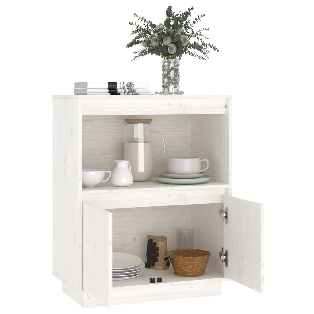 Buffet Blanc 60x34x75 cm Bois massif de pin vidaXL - 4