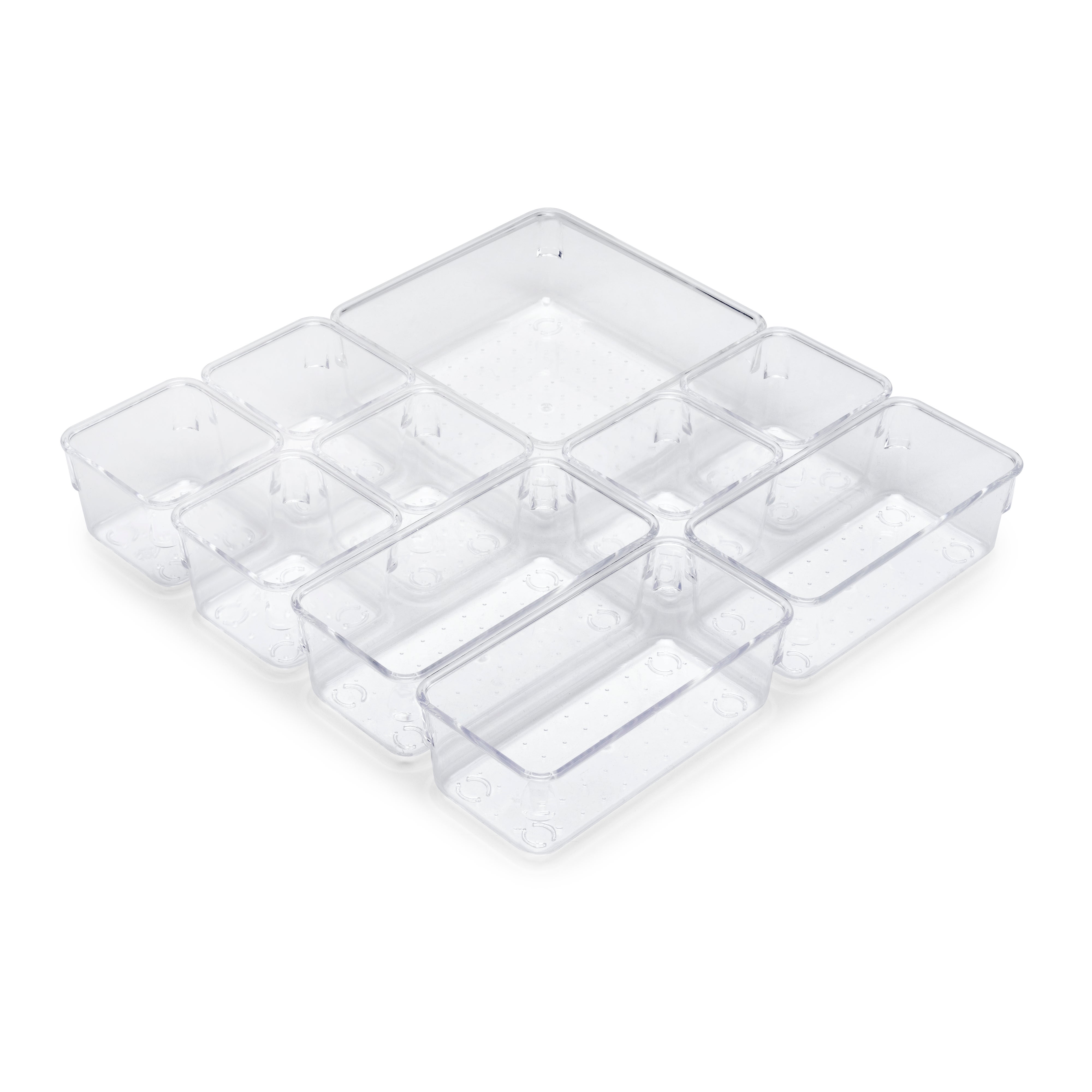 Emuca Zestaw 10 pojemników do szuflady Cube, Plastik, Przezroczysty