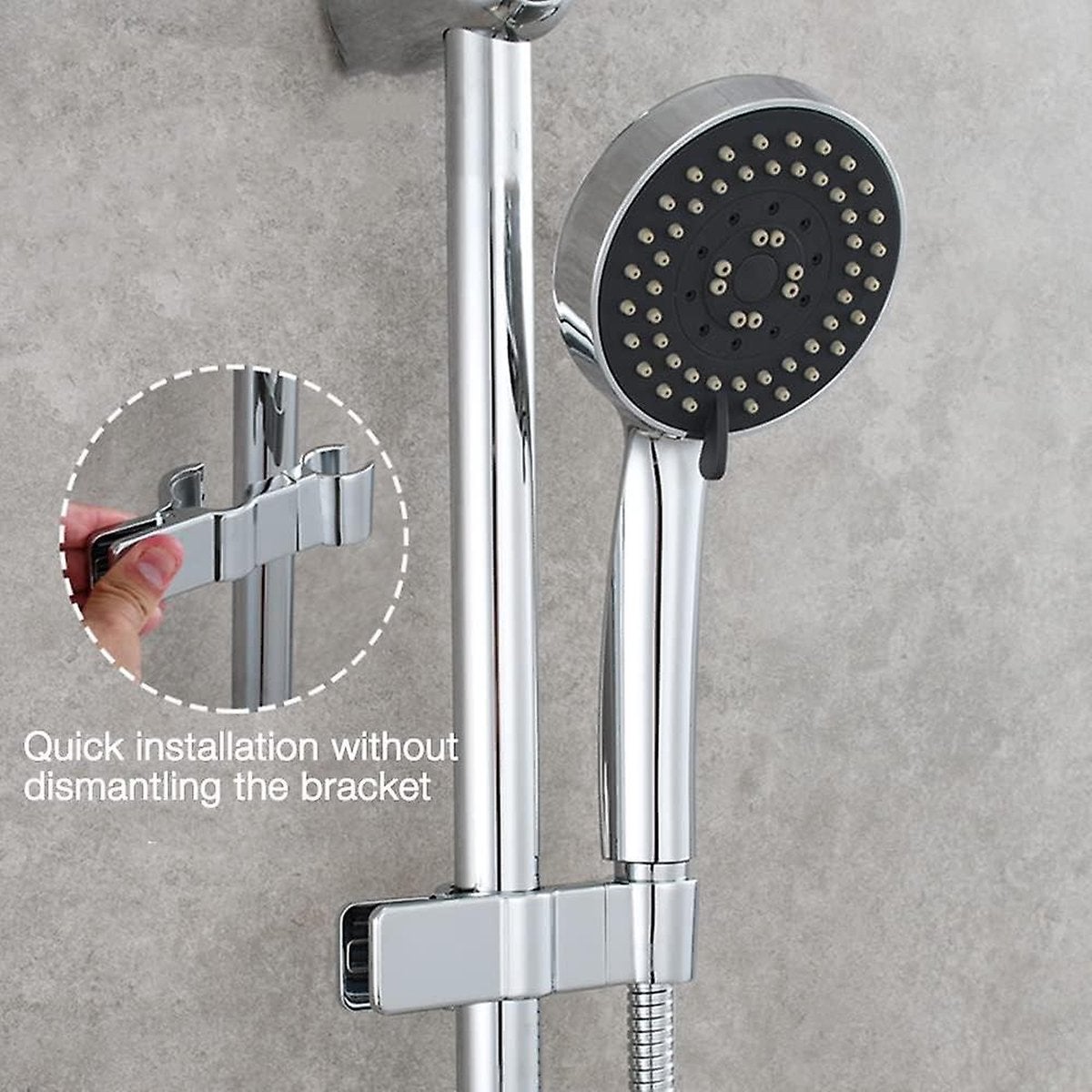 Supporto Per Soffione Doccia Regolabile Per Barra Scorrevole, Universale Da 18 A 25 Mm, Supporto Per Testa Girevole A 360 &deg;, Supporto Per Soffione Scorrevole Per Barra Scorrevole, Morsetto Per Bagno