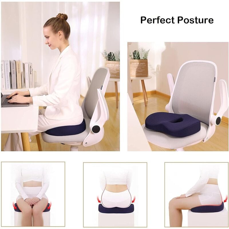 Coussin de Siège en Mousse à Mémoire, orthopédique pour hemorroides, Coussin Coccyx Voiture, à la Maison, au Bureau, Gamer, sur Un Fauteuil Roulant - 2