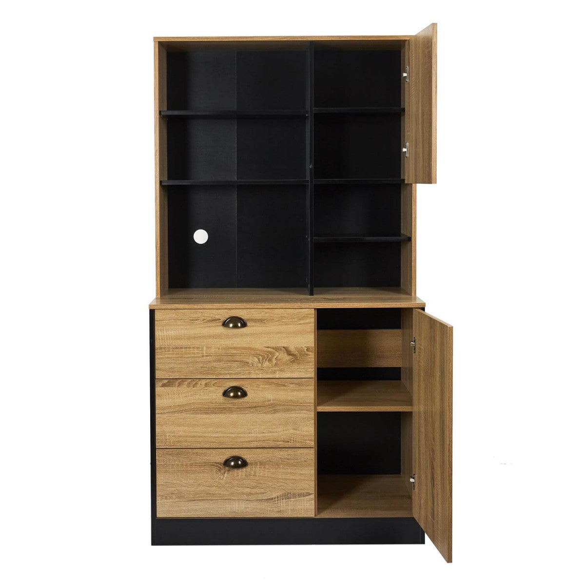 DINAJ - Buffet Vaisselier Multi-Rangement Aspect Bois - 3
