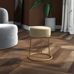 Sgabello Con Pelliccia Sintetica Relaxdays - Rotondo, Morbido, Gambe In Legno, Bianco - Foto 5