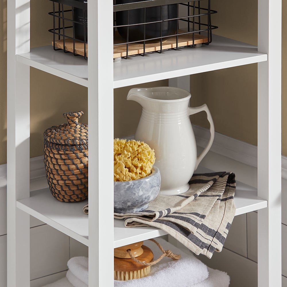 Armario Baño Alta Mueble Columna de baño Armario para baño con 5 Estantes Estanterías de baño Blanco Medidas: 40x30x160cm BZR43-W SoBuy ES - 5