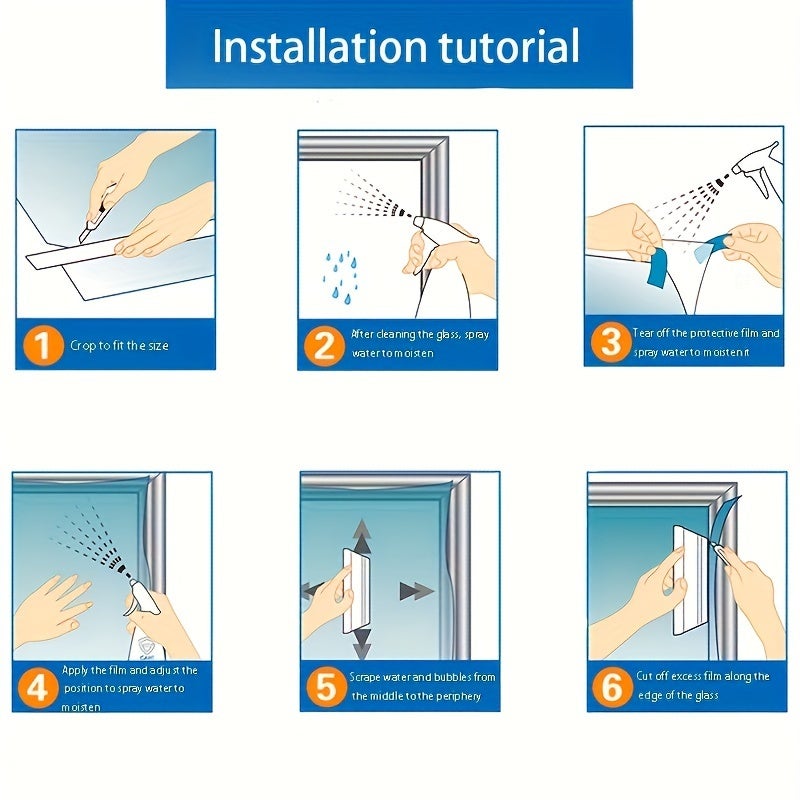 Lot de 2 films isolants de protection solaire pour fenêtre, film de confidentialité anti-ultraviolet, couleur argent, 50 cm x 6 m - 7