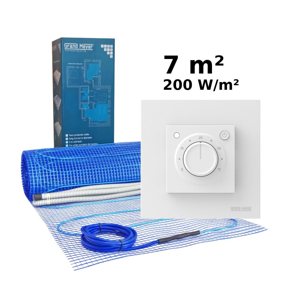 Zestaw do ogrzewania podłogowego 7 m², 200 W/m² + termostat MST-9