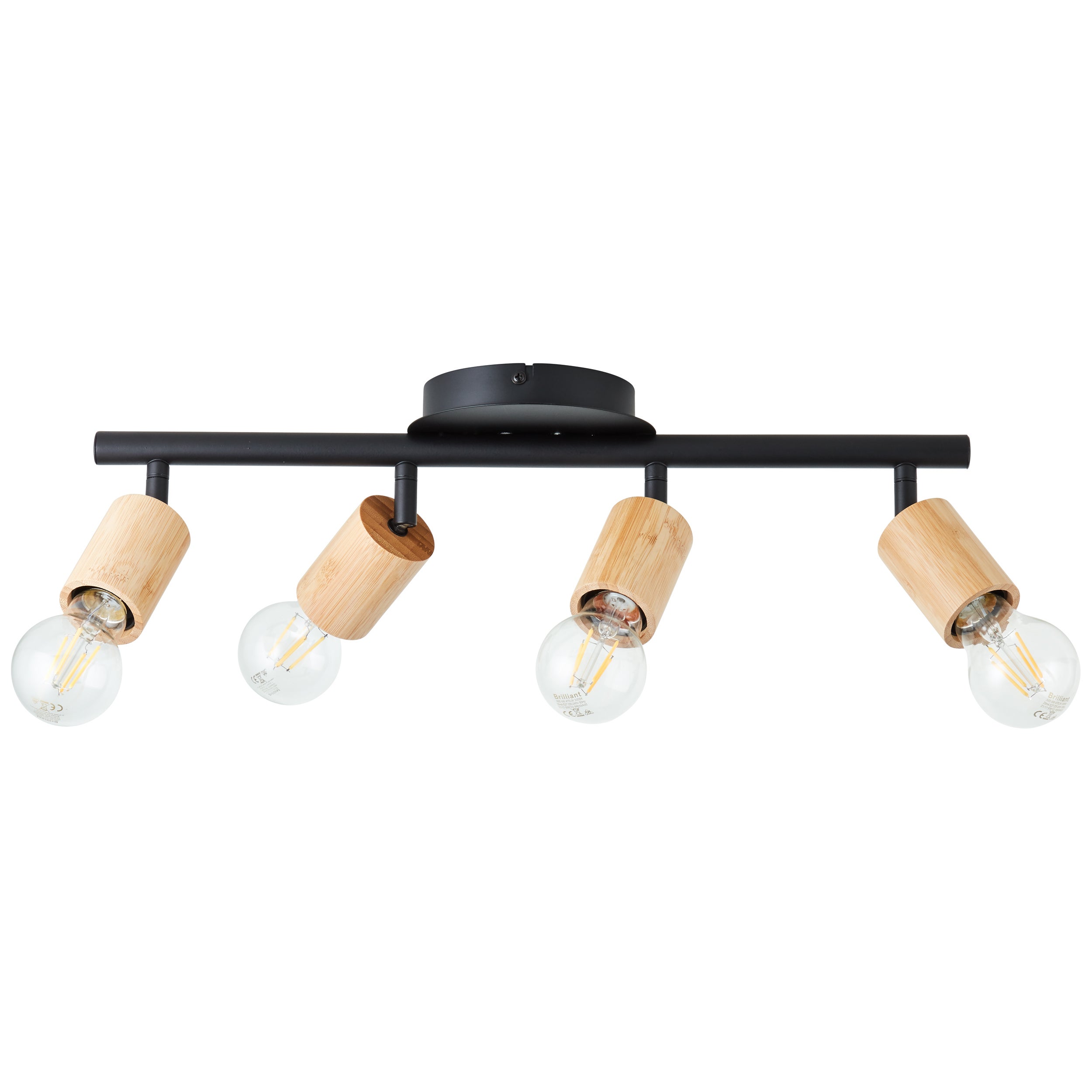 Lampa Brilliant Tiffany spot tubes 4 żarówki czarny mat/naturalny brąz 4x A60, E27, 28 W - 4