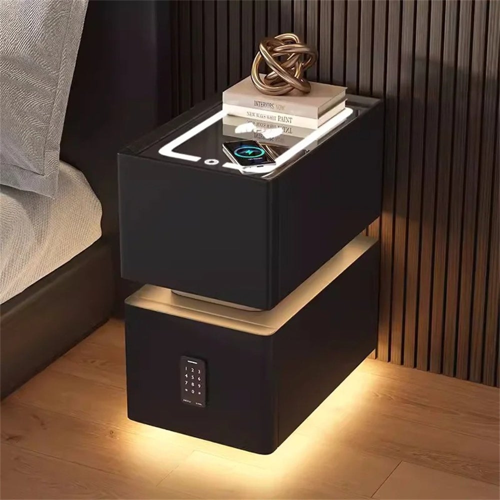 Table de chevet noire intelligente avec serrure à combinaison ...