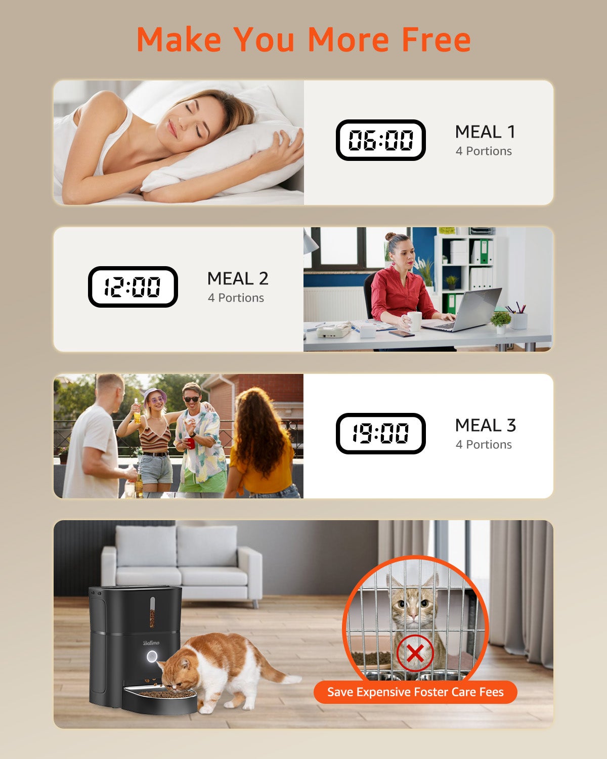 3L Distributeur de Croquettes pour Chat et Chien Noir Distributeur Automatique de Nourriture avec Bol en Acier Inoxydable 6 Repas par Jour - 8