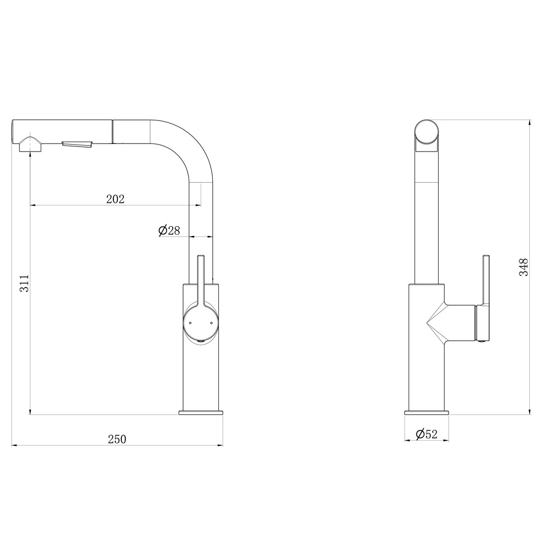 Pure II mitigeur évier à douchette extractible or brossé - 3