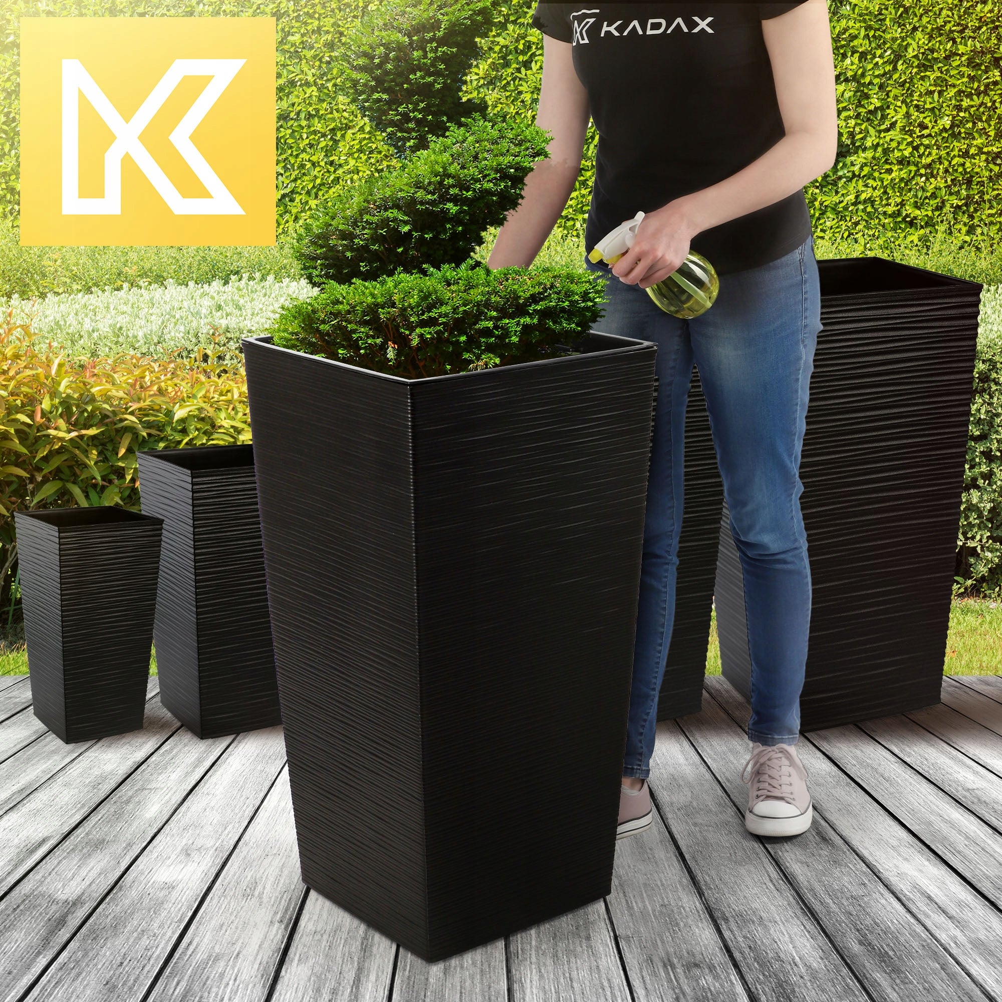 2 Pots De Fleurs XXL 2friends 48x48cm - Anthracite - Design Moderne - Pour Extérieur - Robustes Avec Drainage