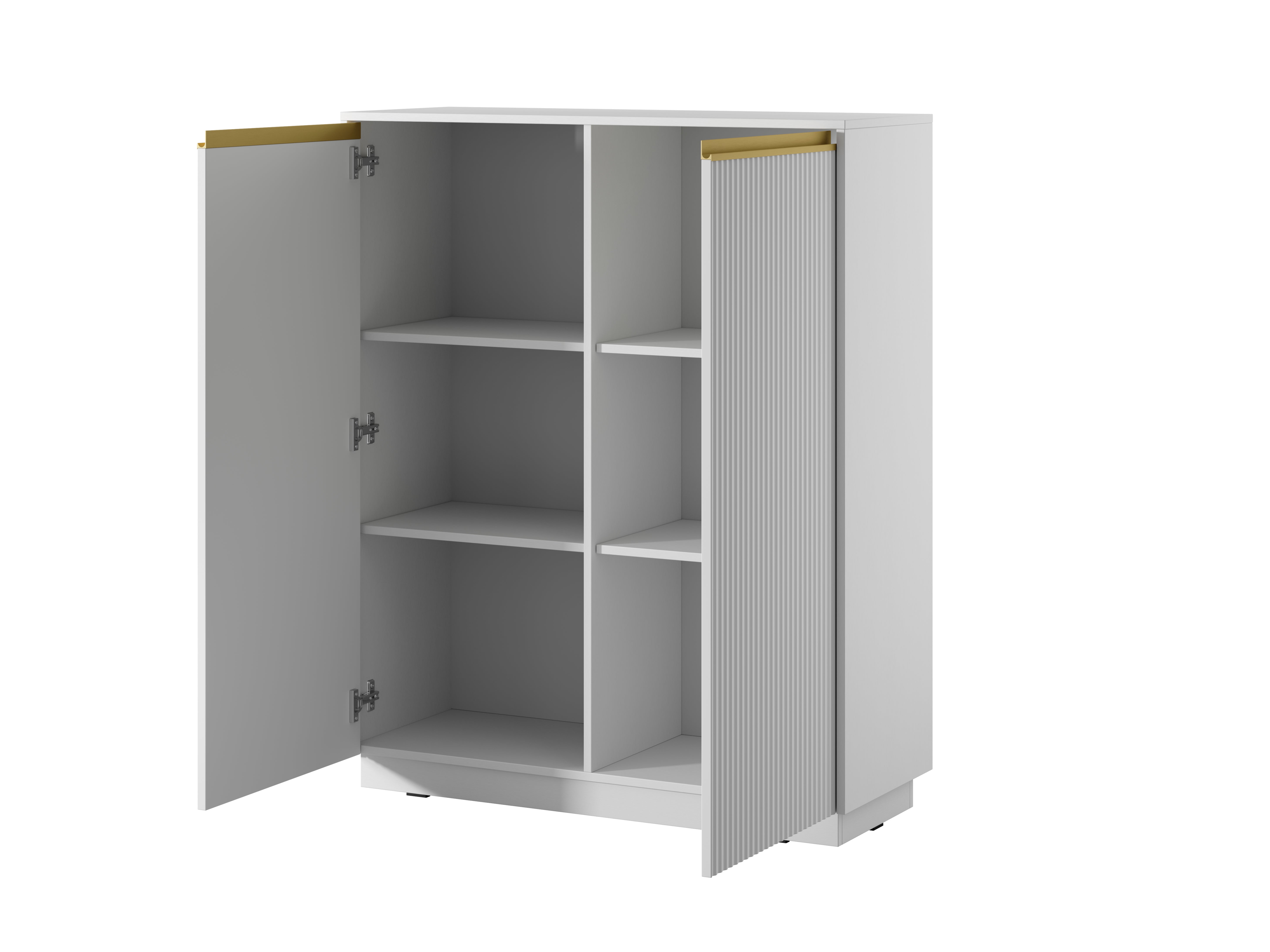 Komoda: 2 drzwi, 6 półek, matowa biel, 103,5 x 127 x 39 cm - 2