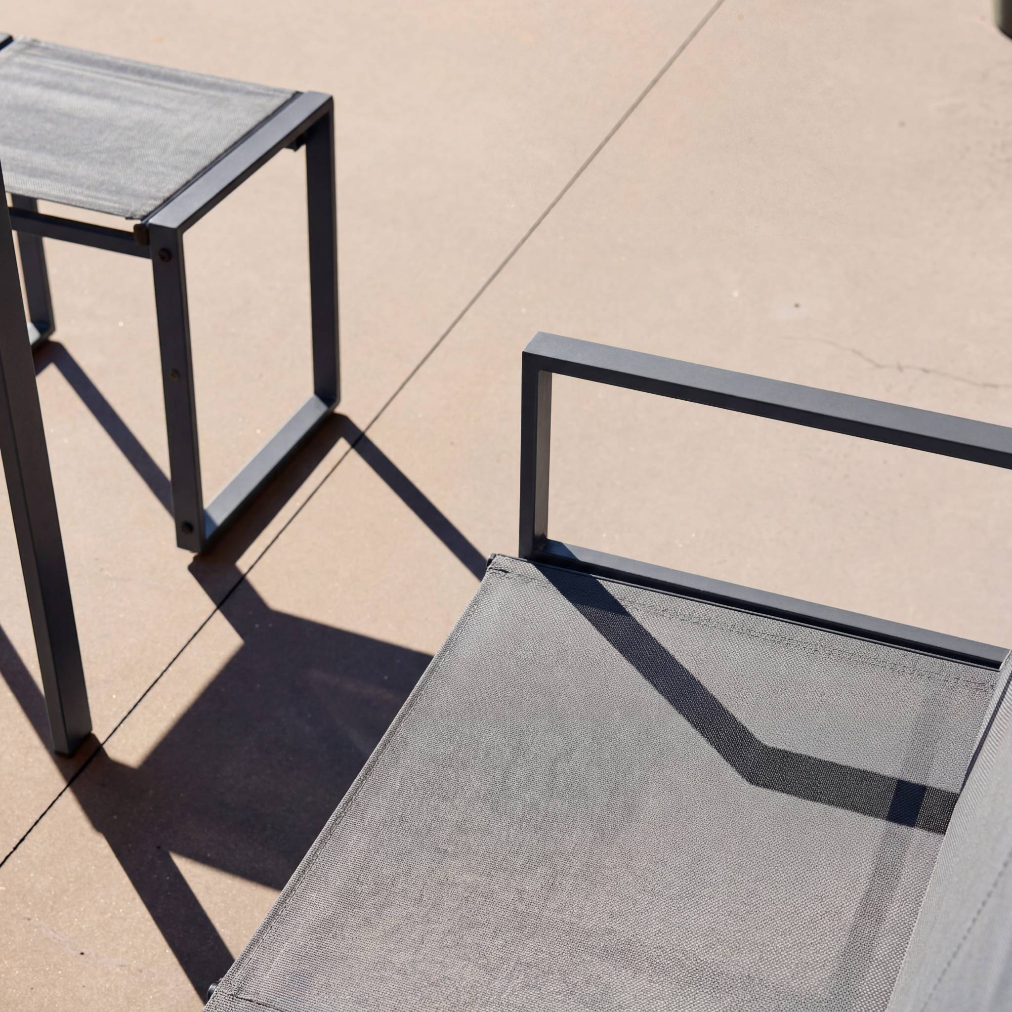 Conjunto de mesa de jardín encastrable, 4 plazas Antracita - 125x59.5x74 cm - 6