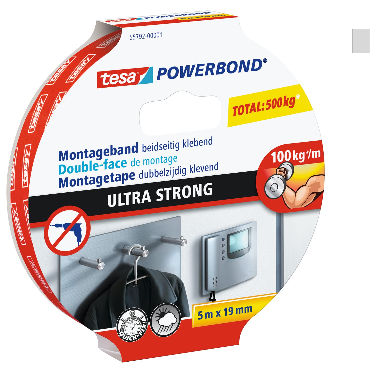 Ruban de montage extra fort 5m x 19mm 55792 tesa - 2