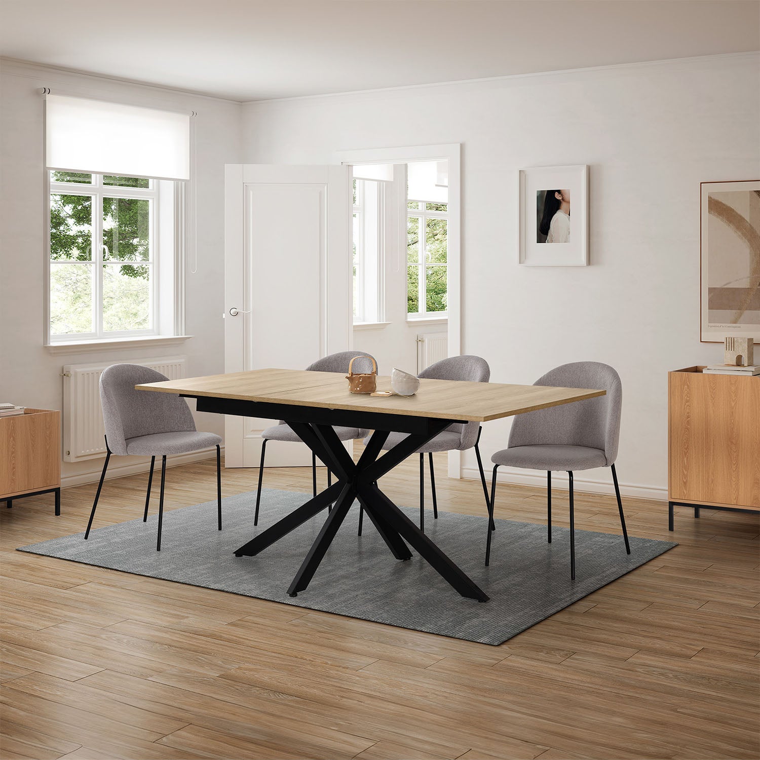 Mesa de Comedor Extensible Prato Color Roble, 140-180 cm - 2