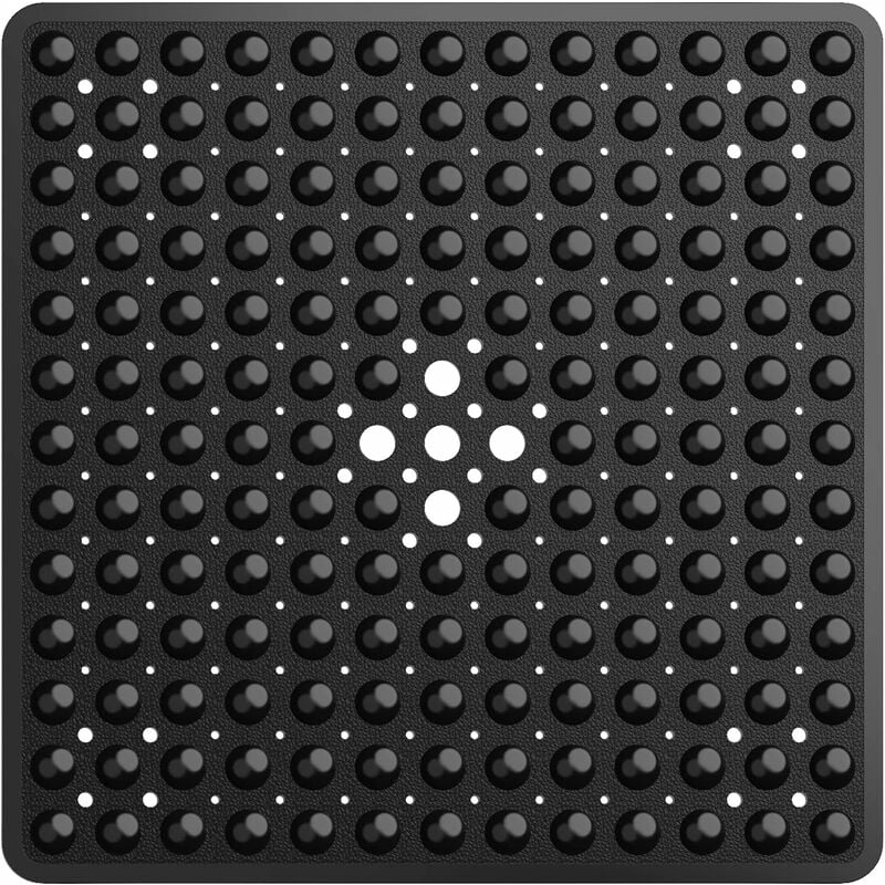 Mata antypoślizgowa pod prysznic, mata łazienkowa z przyssawkami, prysznic z otworami odpływowymi, 53 x 53 cm, czarna
