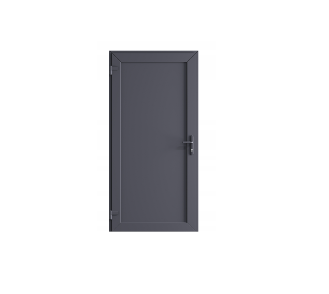 DRZWI TECHNICZNE ZEWNĘTRZNE PVC 90X205 cm ANTRACYT PRAWE
