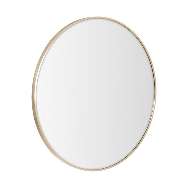 Espelho de parede redondo em alumínio dourado, ø 80 cm