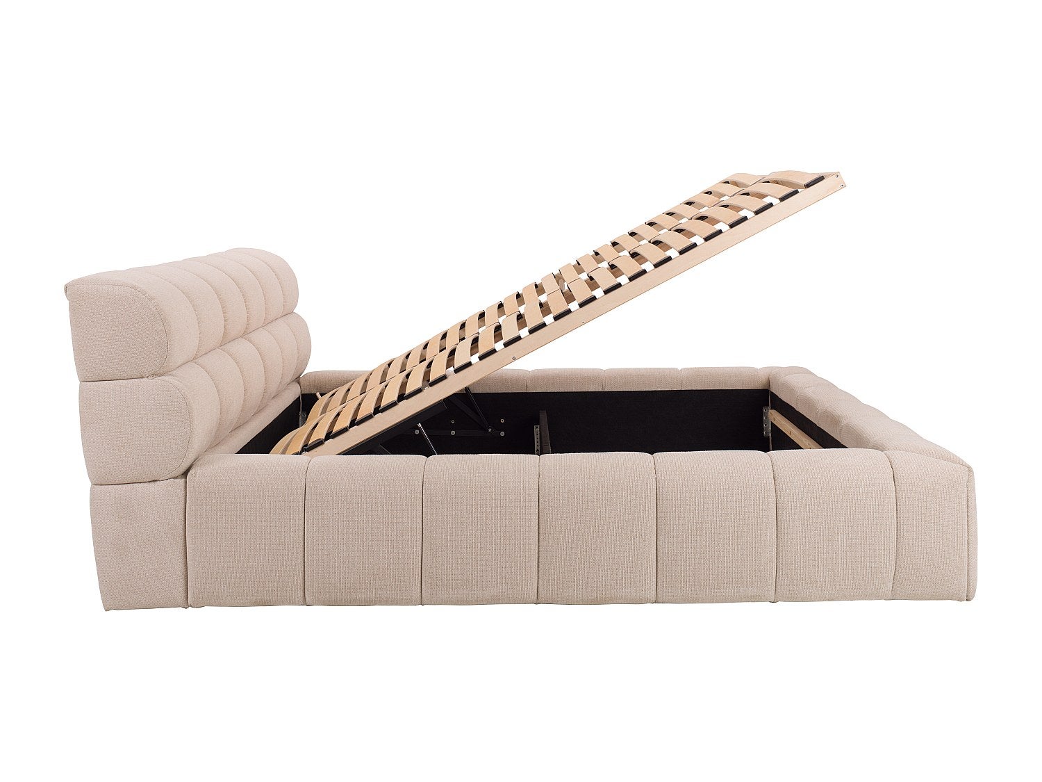 Cama com espaço de arrumação 180x200 cm tecido bege - FORVIK II de Pascal Morabito - 7