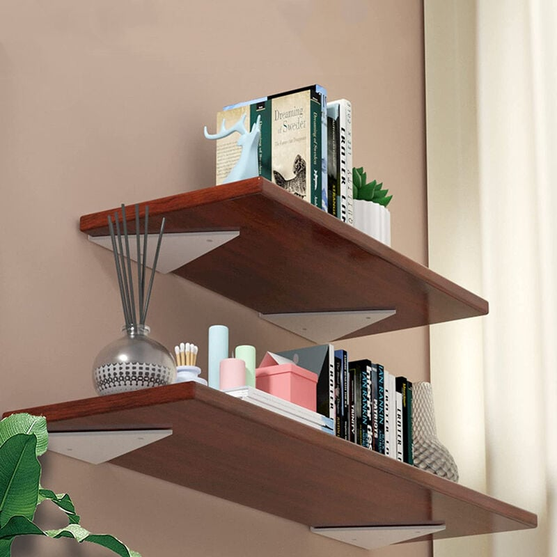 Lot de 4 supports d'étagère triangulaires, support mural pour jardin, cuisine, salon, charge 20kg avec vis, blanc - 5