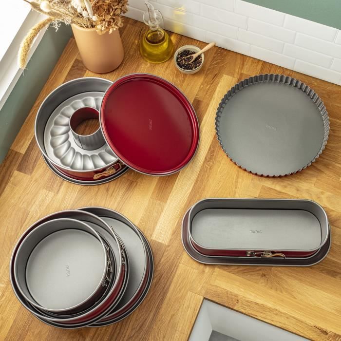 TEFAL Plat à four Delibake en acier - 36 x 24 cm - Rouge et gris - Avec