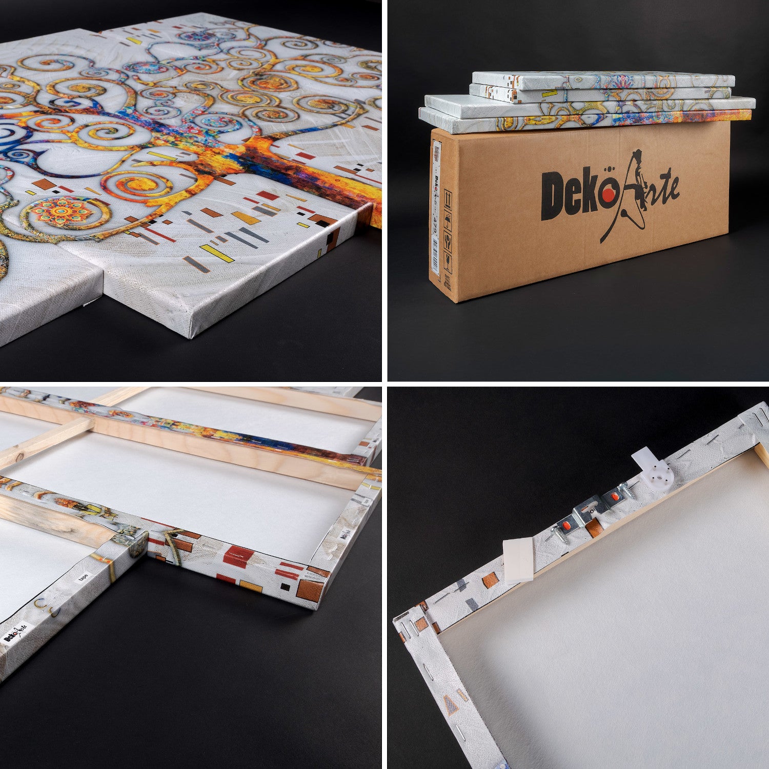 DekoArte - Impression Sur Toile Moderne | Décoration pour salon ou chambre | Couleurs d'arbres sur fond blanc | 150x80cm - 5