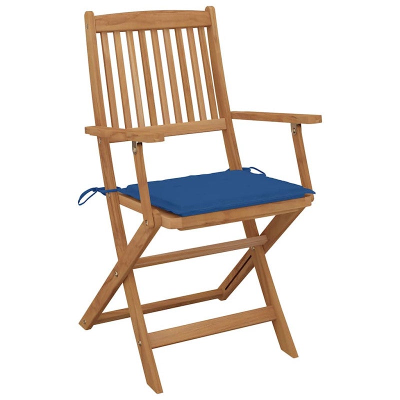 Chaise de jardin pliable avec coussin en Bois Bleu - 2