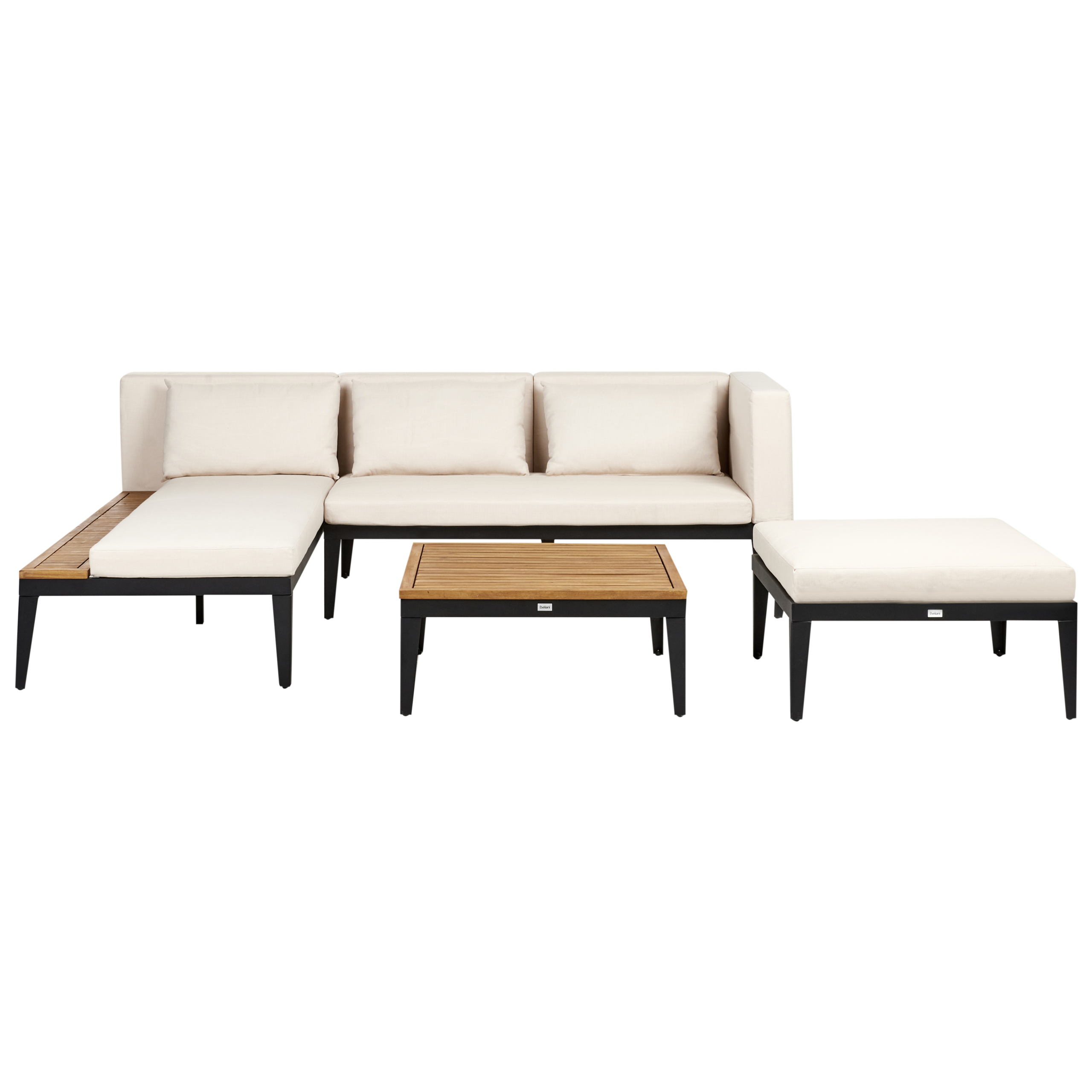 Set lounge pentru grădină cu otoman cu 3 locuri BRACCIANO Dreapta Bej deschis Lemn de acacia certificat