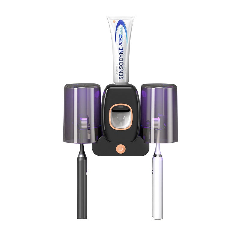 Porte-Brosse À Dents Mural Avec Distributeur Automatique De Dentifrice Et Boîte De Rangement