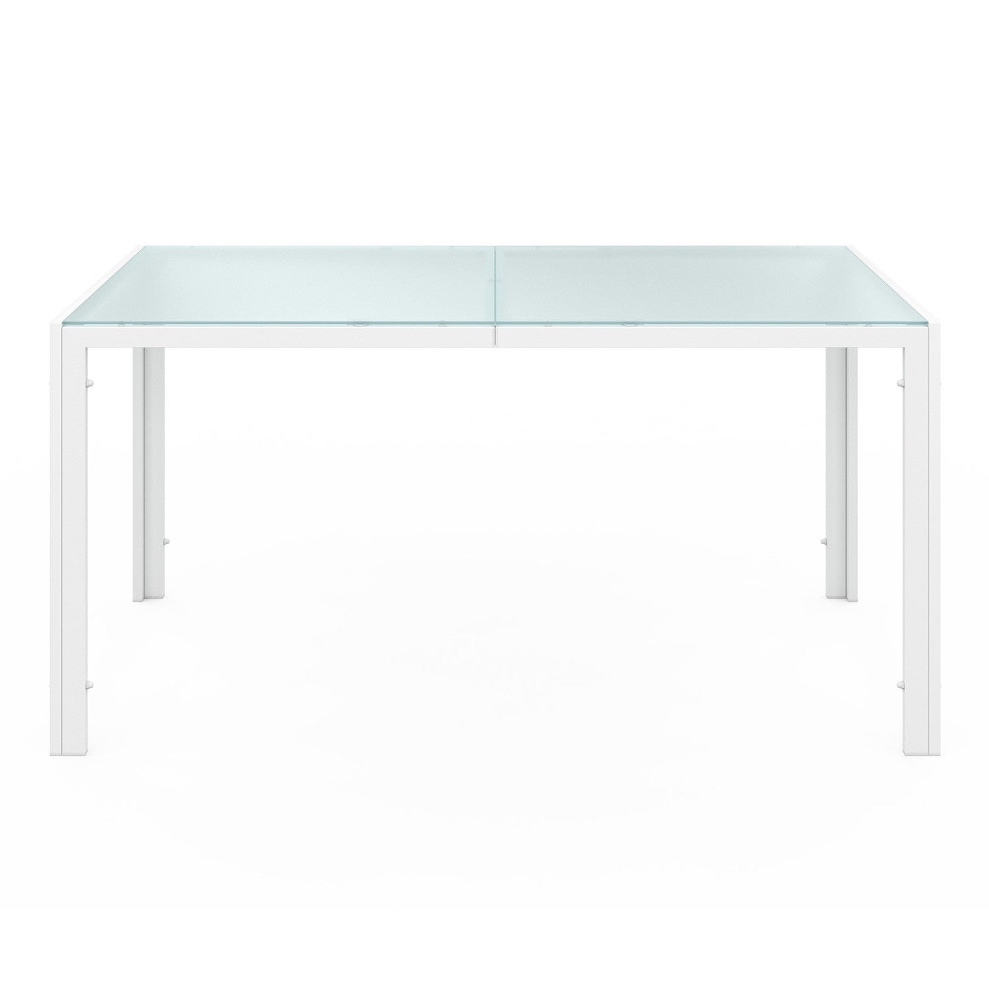 Salon de jardin MADRID table 150 CM et 6 chaises empilables blanc et beige - 3