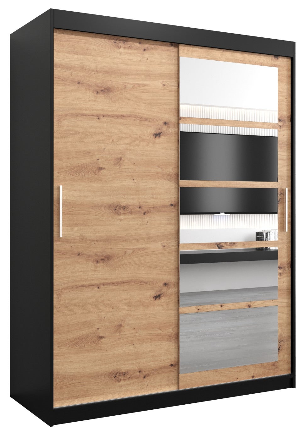 Szafa przesuwna garderoba ROMA 1 150 x 62 x 200 cm Czarny + Artisan - Abiks Meble