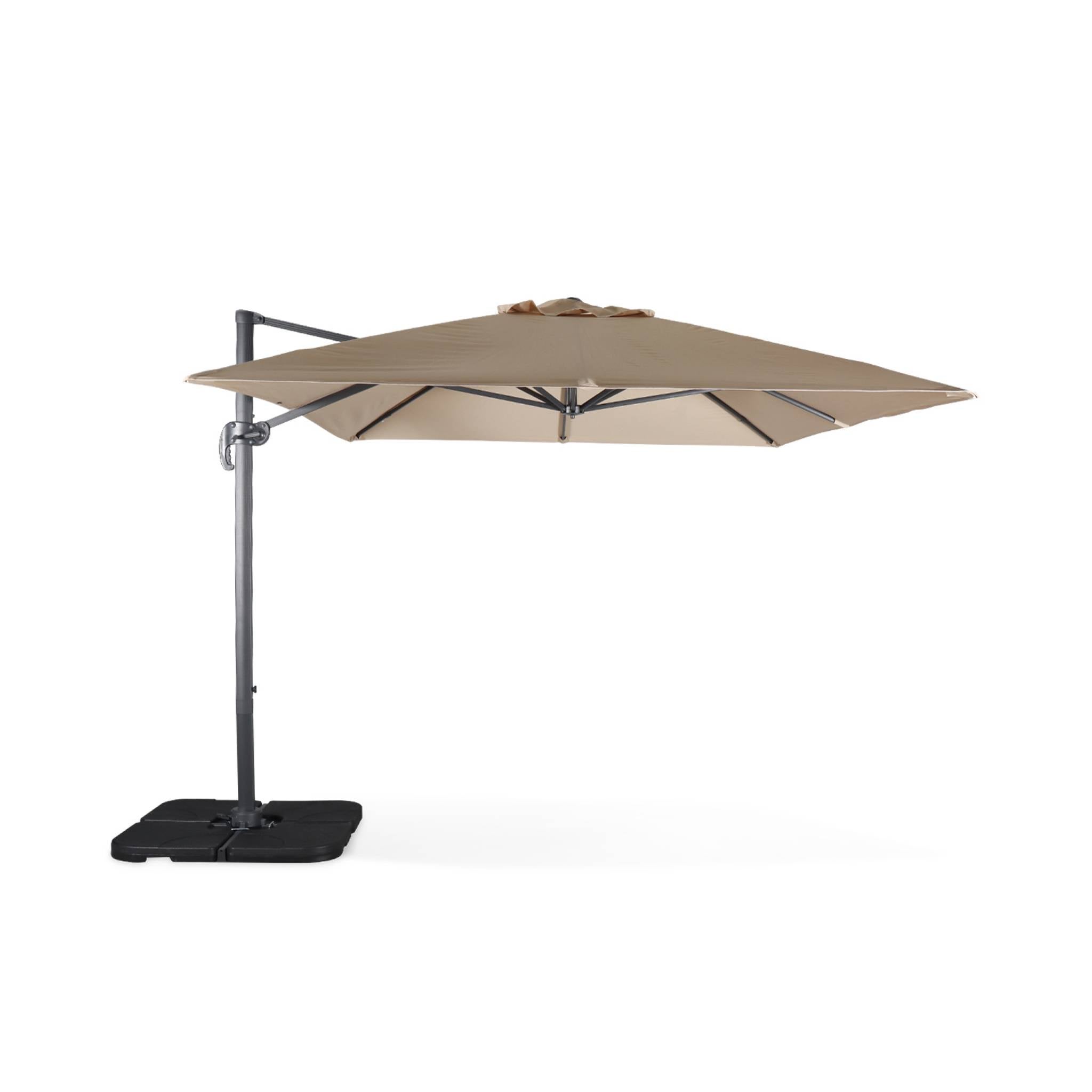 Parasol déporté rectangulaire beige 3x4m + dalles à lester 50x50cm WIMEREUX + DALLES 50X50CM - 3