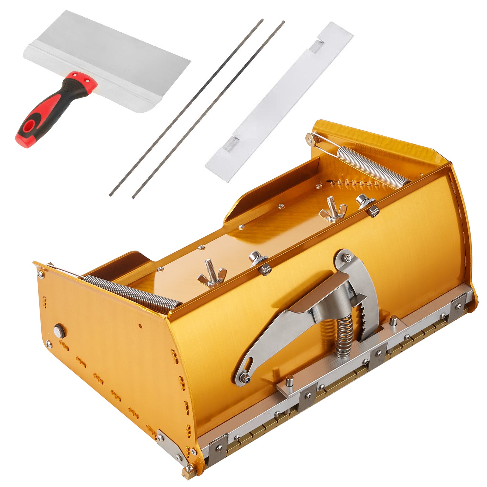 Boîte plate pour cloisons sèches SucceBuy 265 mm, boîte à boue aluminium 1,4 L, 2 lames inox 250/300 mm, garde-boue, sans manche - 3