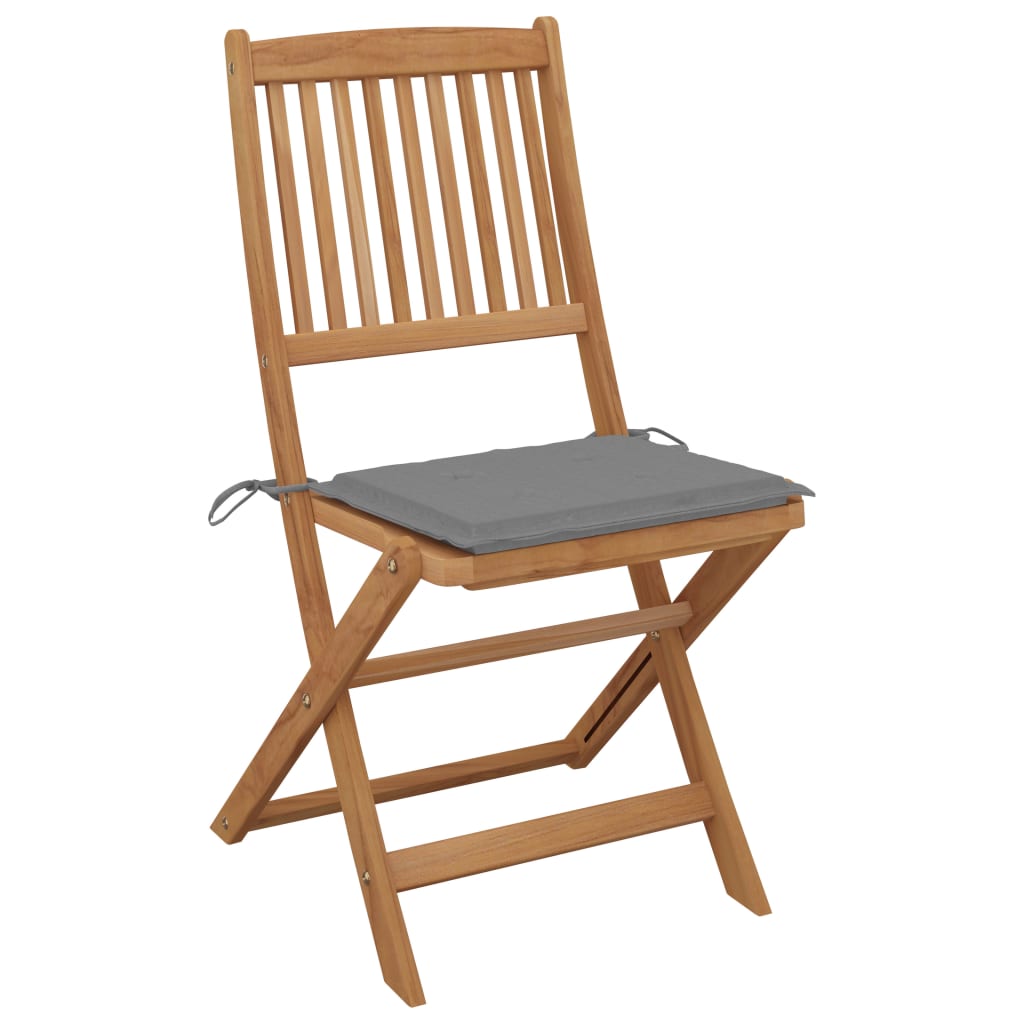 Chaise de jardin pliable avec coussin en Bois Gris - 2