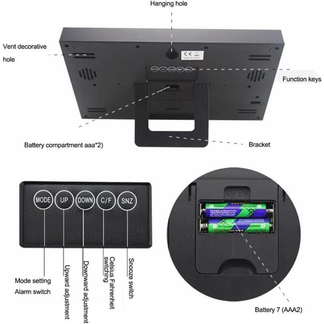 Tyenaza Orologio a LED, Display della Temperatura con Tyenaza Orologio a LED, Display della Temperatura con