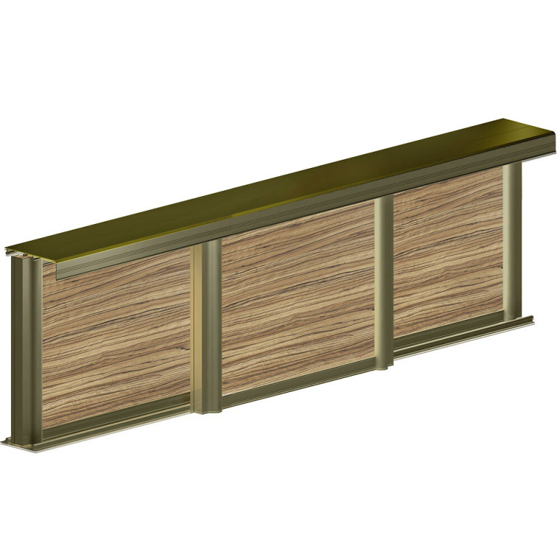 Kit SLID'UP 230 aluminium anodisé bronze pour 3 portes de placard coulissantes 19 mm - rail 2,7 m - 70 kg - 4