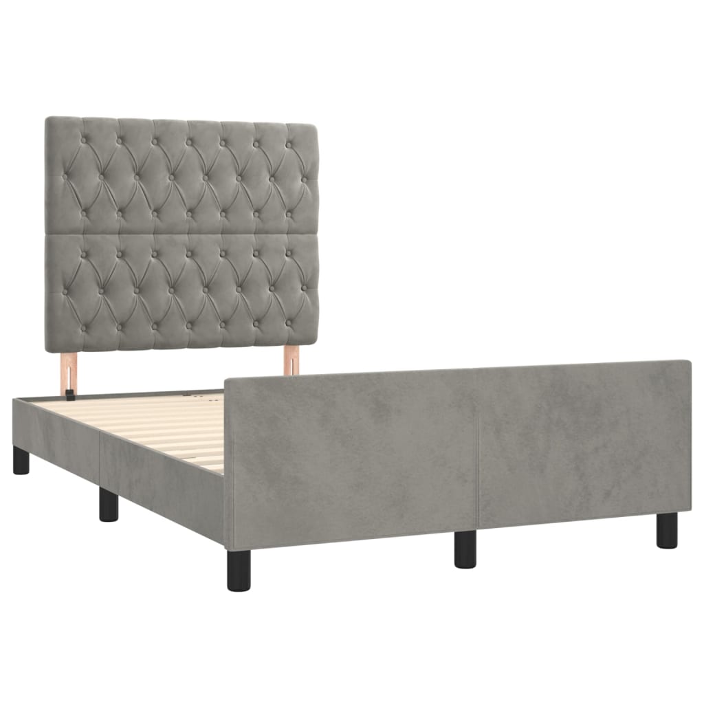 Cadre de lit sans matelas, en velours, gris clair, pour la chambre, 120 × 200 cm - 4
