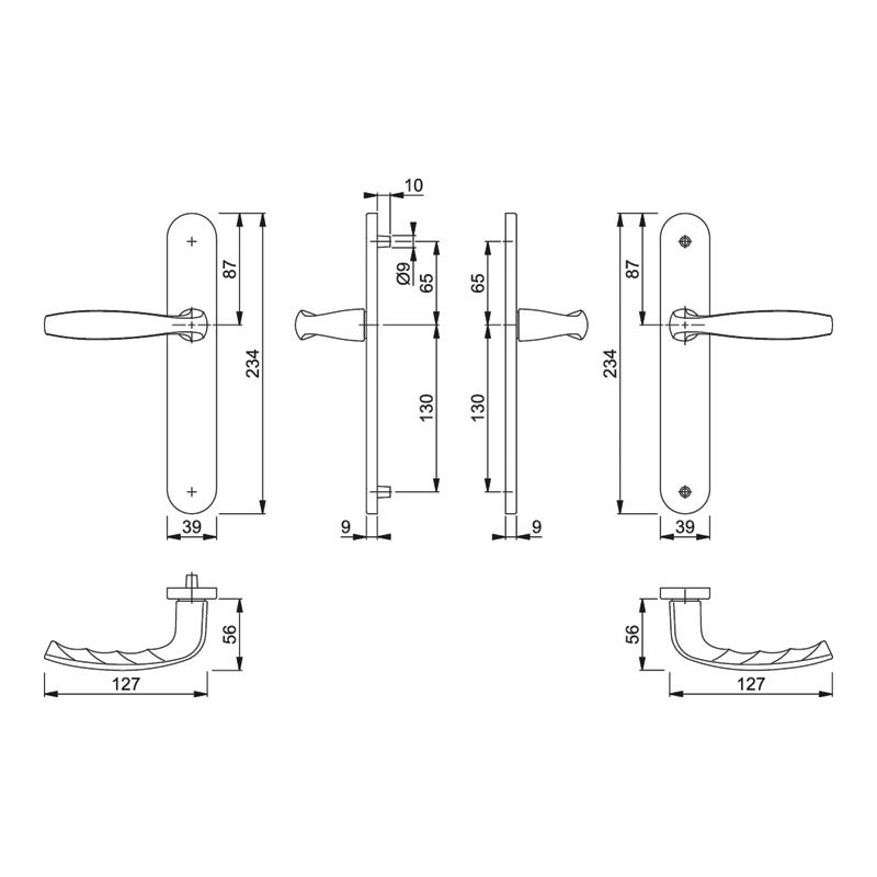 Ensemble de porte sur plaque New york Clé i PZ anodisé argent F1 HOPPE - 1810/300M - entr.195mm - 3281936 - 2