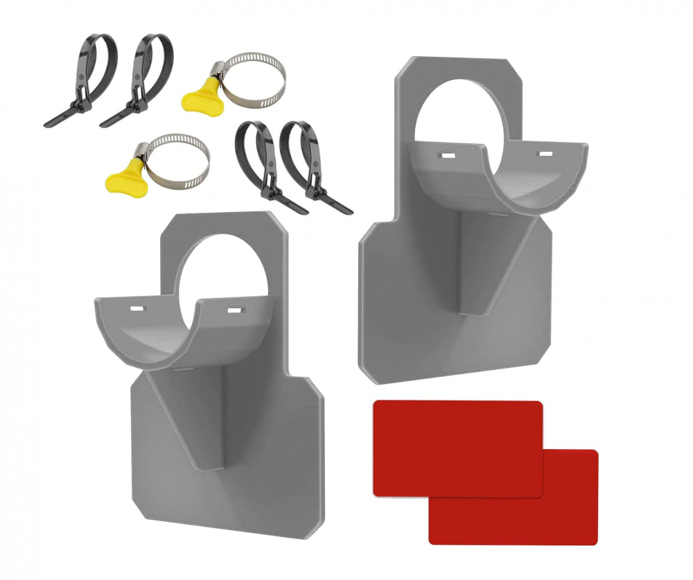 Zestaw 2 uchwytów na węże basenowe – akcesoria do węży basenowych z zabezpieczeniem przed przebiciem, rozdarciem i naprężeniem (30–37 mm)