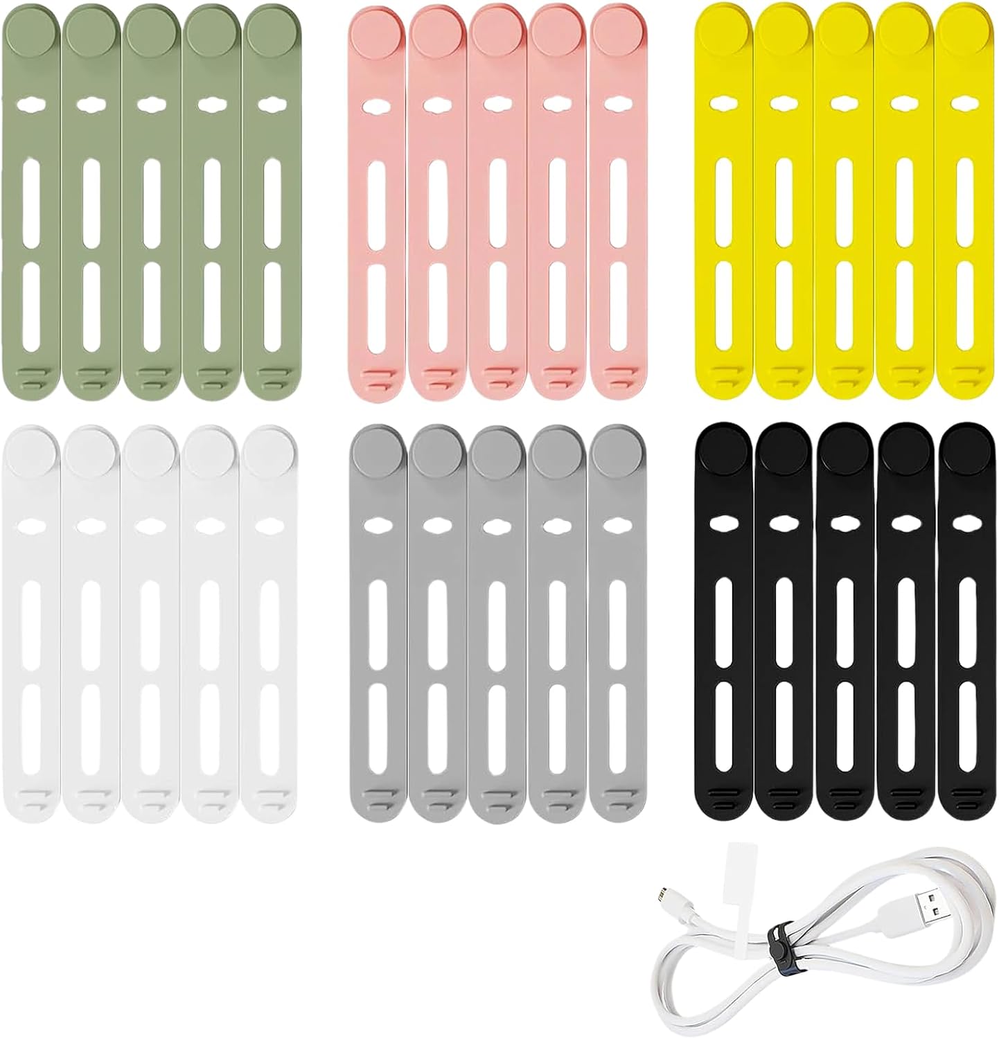30 Organizer na kable, organizer na biurko, wielokrotnego użytku nawijacz na kable, elastyczny organizer