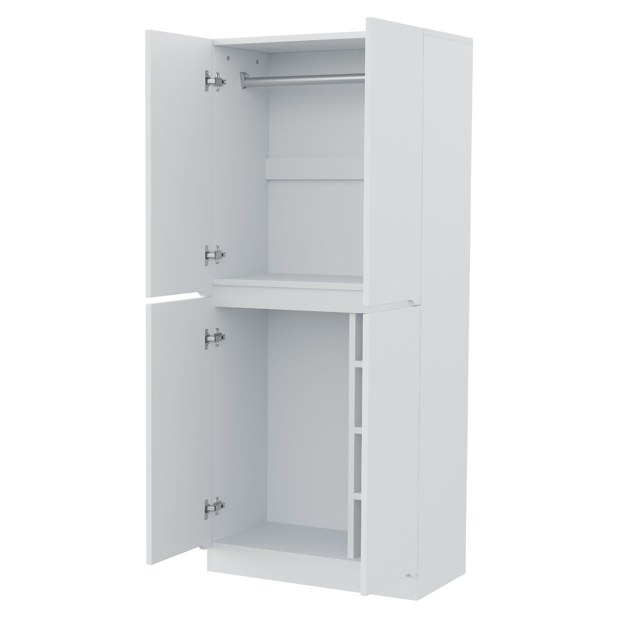 Armoire 70x40x170 cm - avec 4 portes - avec compartiments de rangement - Blanc - 6