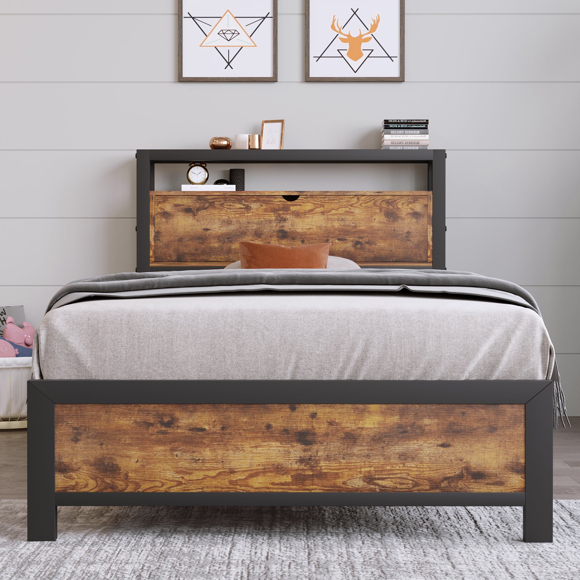 Letto In Metallo 120 X 200 Cm, Struttura Con Testiera In Legno E Rete A Doghe In Metallo Robusta E Resistente Adatta Ad Adolescenti E Adulti Materasso Non Incluso 88545177