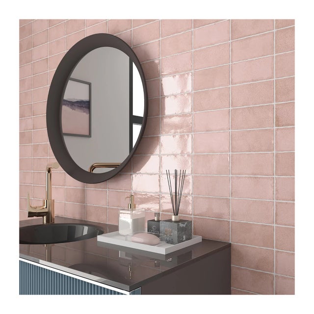 Baguette de finition pour Carrelage mural faïence effet zellige ALTEA Bullnose Pencil 20x3 cm boîte de 2 ml / pas m2 Rose pastel