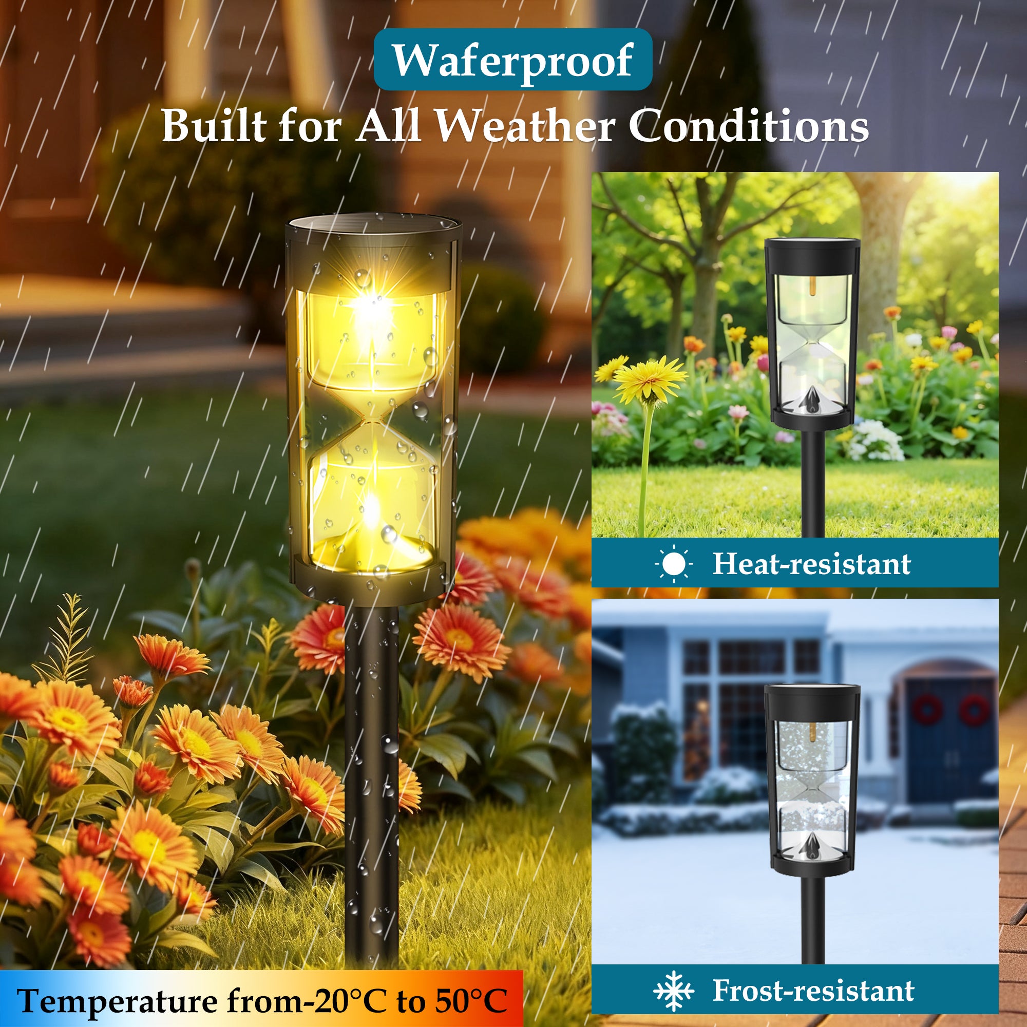 LUXEN Luces De Camino Solares Para Exterior, 3000k Impermeables, Luces De Acera Solares Luz De Paisaje Para Sendero Entrada De Auto Patio Jardín - 3