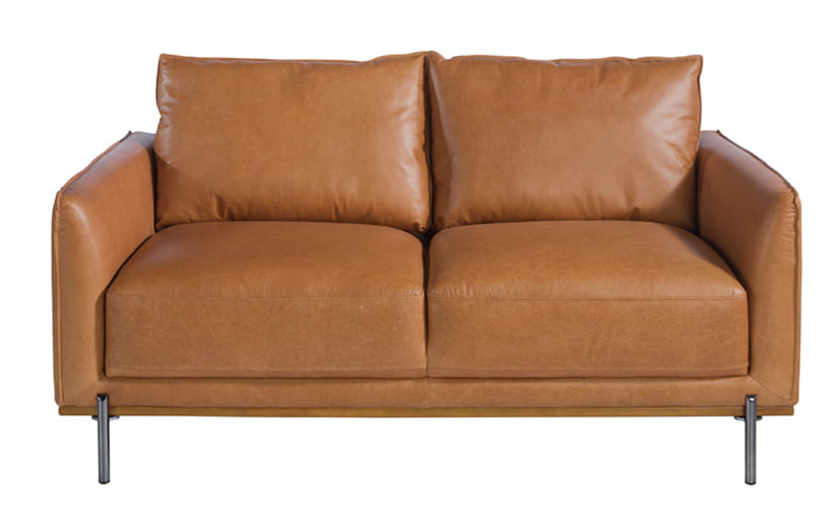 Sofá 2 plazas de piel de alta gama loma 164 cm-color piel piel crema