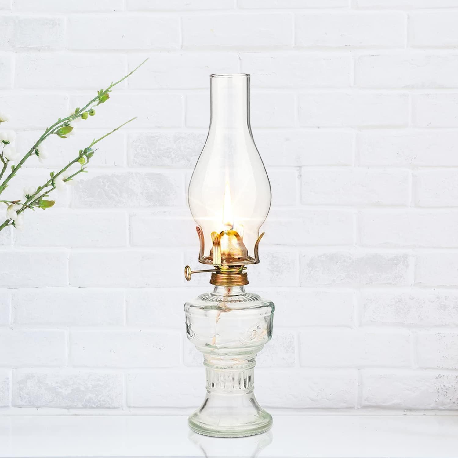 Szklana lampa naftowa o wysokości 32 cm, klasyczna lampa olejowa w stylu retro, lampa dekoracyjna do domu, duża pojemność